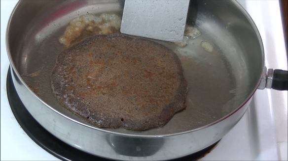 Cooking a Curly Dock pancake